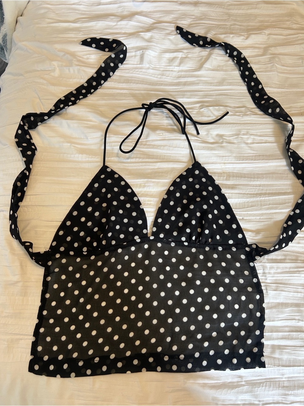 Black & White Polka Dot Halter Crop Top